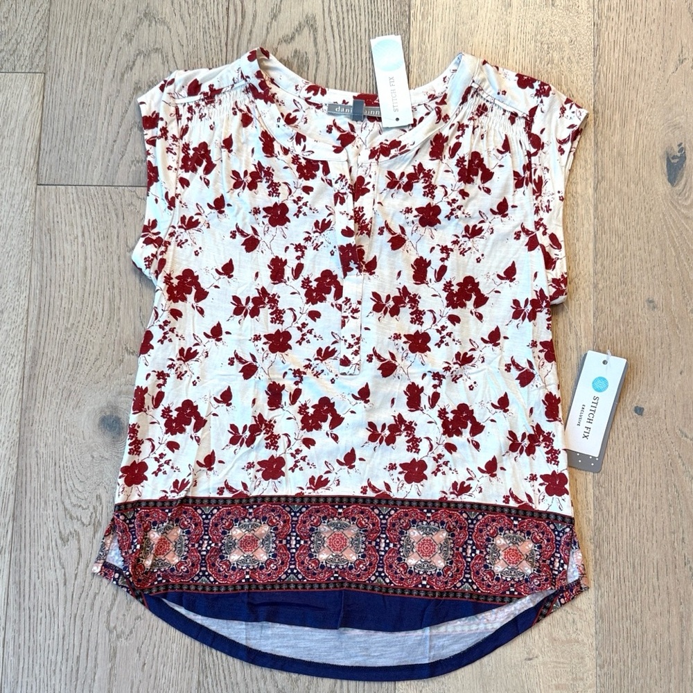 Stitch Fix Daniel Rainn Rayli Split Neck Cap Sleeve Knit Top – Small Petite NWT